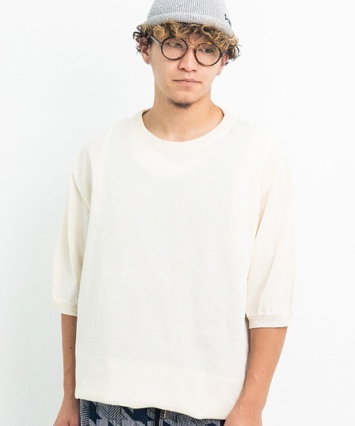masterkey(マスターキー)の「mt9358-ORIGAMI ニットTシャツ(ニット/セーター・メンズ・ベージュ系その他/ホワイト×グレー/ブラック×ブルー・FREE)」の6枚目の写真