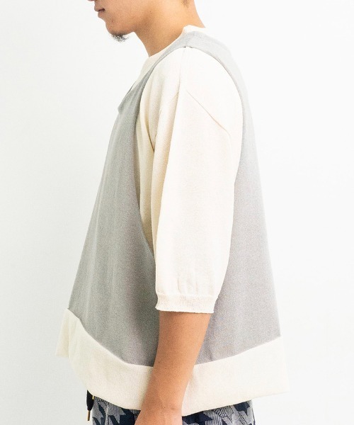 masterkey(マスターキー)の「mt9358-ORIGAMI ニットTシャツ(ニット/セーター・メンズ・ベージュ系その他/ホワイト×グレー/ブラック×ブルー・FREE)」の10枚目の写真