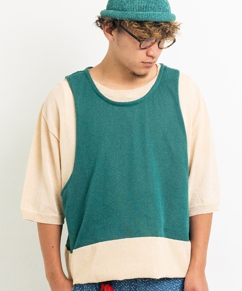 masterkey(マスターキー)の「mt9358-ORIGAMI ニットTシャツ(ニット/セーター・メンズ・ベージュ系その他/ホワイト×グレー/ブラック×ブルー・FREE)」の15枚目の写真