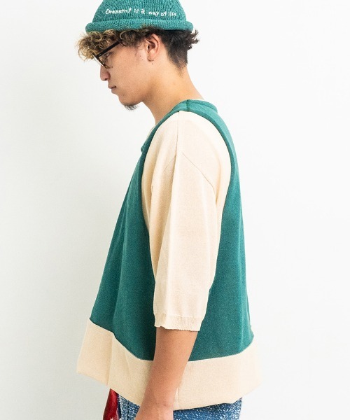 masterkey(マスターキー)の「mt9358-ORIGAMI ニットTシャツ(ニット/セーター・メンズ・ベージュ系その他/ホワイト×グレー/ブラック×ブルー・FREE)」の16枚目の写真