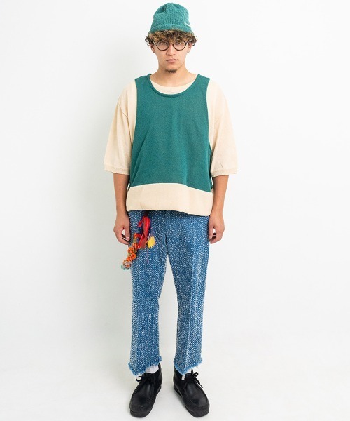 masterkey(マスターキー)の「mt9358-ORIGAMI ニットTシャツ(ニット/セーター・メンズ・ベージュ系その他/ホワイト×グレー/ブラック×ブルー・FREE)」の18枚目の写真