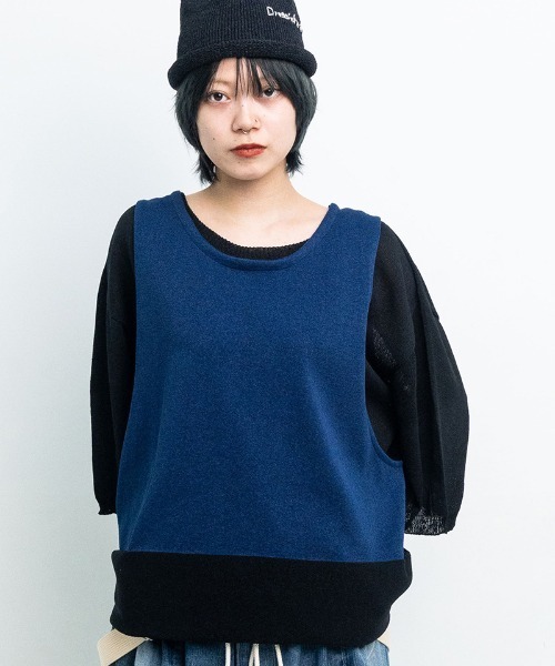 masterkey(マスターキー)の「mt9358-ORIGAMI ニットTシャツ(ニット/セーター・メンズ・ベージュ系その他/ホワイト×グレー/ブラック×ブルー・FREE)」の20枚目の写真