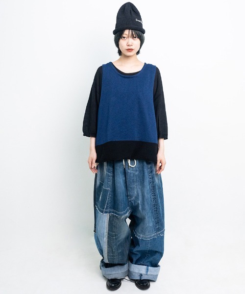masterkey(マスターキー)の「mt9358-ORIGAMI ニットTシャツ(ニット/セーター・メンズ・ベージュ系その他/ホワイト×グレー/ブラック×ブルー・FREE)」の22枚目の写真