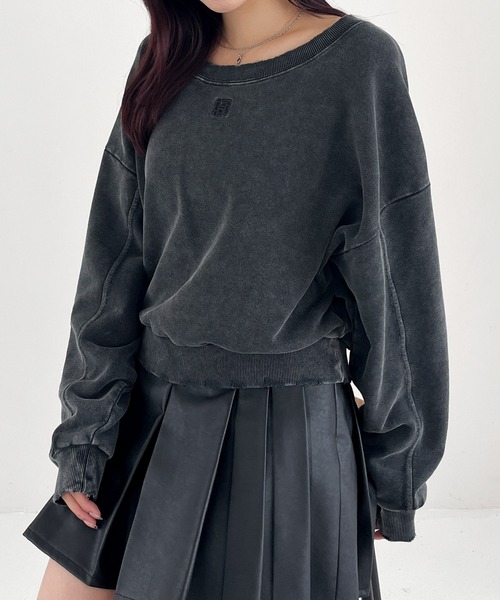 Heather(ヘザー)の「ダメージ裏毛スウェット 231725(スウェット・レディース・グレー/チャコールグレー/オートミール・FREE)」の1枚目の写真