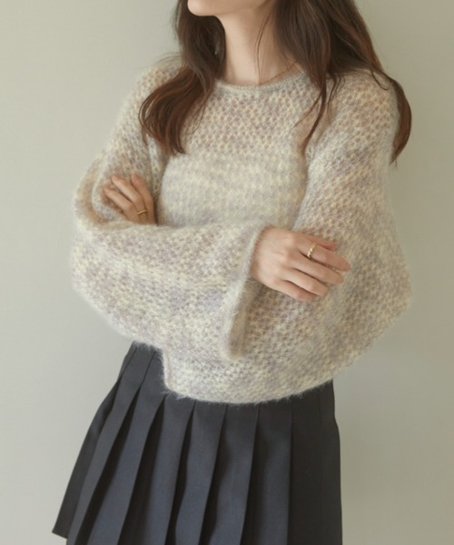 ACYM(アシーム)の「Cat yarn mini ニット(ニット/セーター・レディース・グレー/ベージュ・FREE)」の2枚目の写真