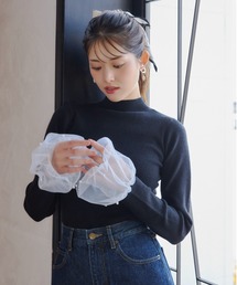 シフォンベルスリーブニット