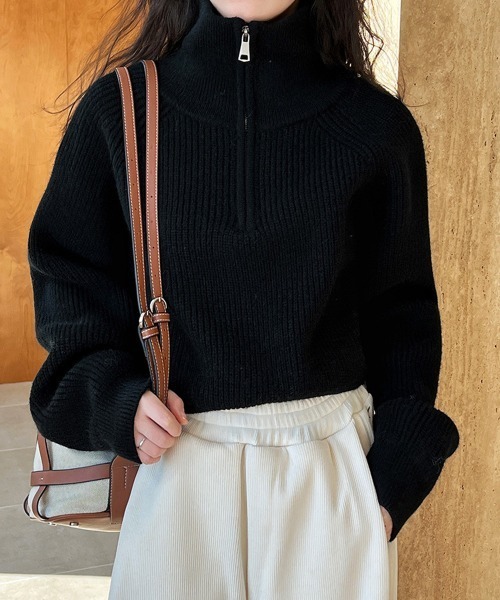Miniministore(ミニミニストア)の「ニットトップス ショート丈 レディース(ニット/セーター・レディース・レッド/ブラック/アイボリー/ブラウン・FREE)」の2枚目の写真