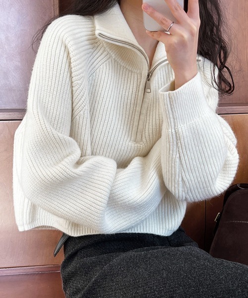 Miniministore(ミニミニストア)の「ニットトップス ショート丈 レディース(ニット/セーター・レディース・レッド/ブラック/アイボリー/ブラウン・FREE)」の22枚目の写真