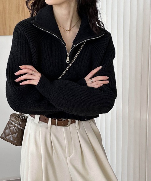 Miniministore(ミニミニストア)の「ニットトップス ショート丈 レディース(ニット/セーター・レディース・レッド/ブラック/アイボリー/ブラウン・FREE)」の15枚目の写真
