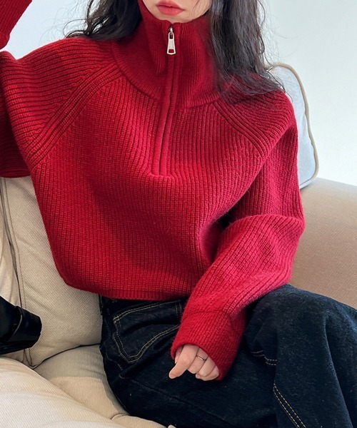 Miniministore(ミニミニストア)の「ニットトップス ショート丈 レディース(ニット/セーター・レディース・レッド/ブラック/アイボリー/ブラウン・FREE)」の10枚目の写真