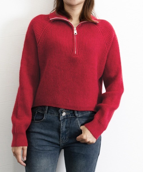 Miniministore(ミニミニストア)の「ニットトップス ショート丈 レディース(ニット/セーター・レディース・レッド/ブラック/アイボリー/ブラウン・FREE)」の12枚目の写真