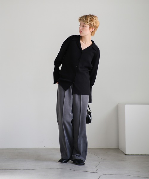 select MOCA(セレクトモカ)の「ベルスリーブシャツライクカーディガン(カーディガン/ボレロ・レディース・ブラック/オフホワイト/グレー・FREE)」の5枚目の写真