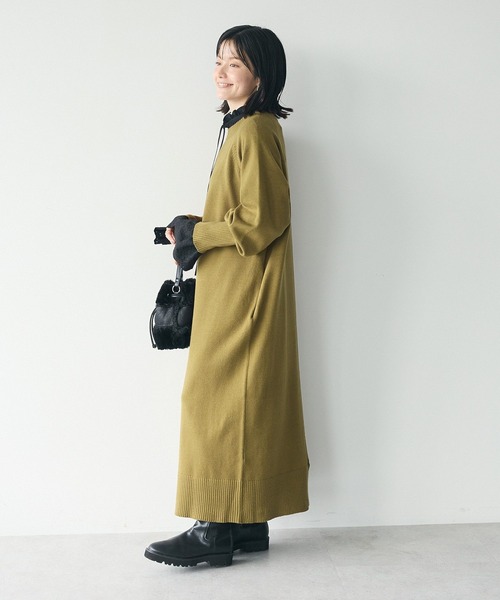CRAFT STANDARD BOUTIQUE(クラフトスタンダードブティック)の「とてもちニットワンピース(ワンピース・レディース・カーキ/ブラック/アイボリー・FREE)」の4枚目の写真