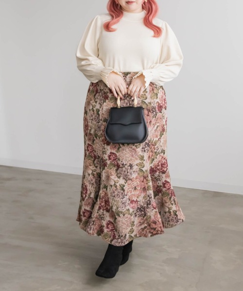 CLETTE(クレット)の「タックキャンディ袖ハイネックニット(ニット/セーター・レディース・ブラック/ブラウン/アイボリー/グレイッシュベージュ・LL/3L/4L)」の19枚目の写真