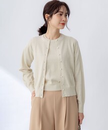 5分袖ラメ入りアンサンブルニット