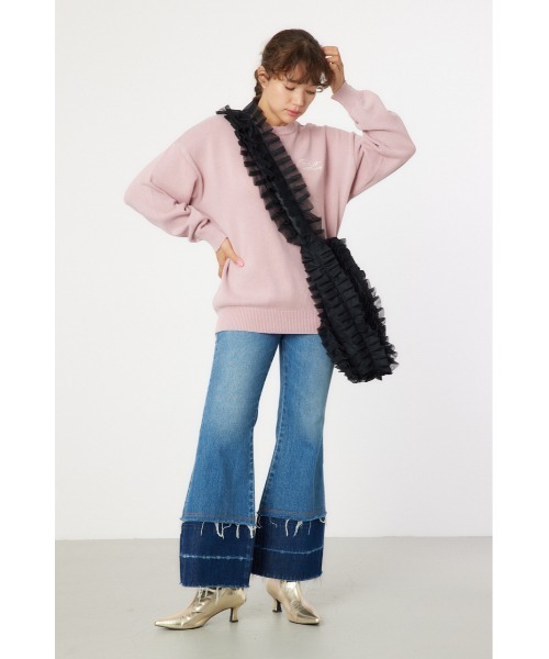 RODEO CROWNS WIDE BOWL（ロデオクラウンズワイドボウル）の「RCS加工ニットトップス（ニット/セーター・レディース・ライトベージュ/ネイビー系1/ブラック/ピンク・MEDIUM/LARGE）」の14枚目の写真