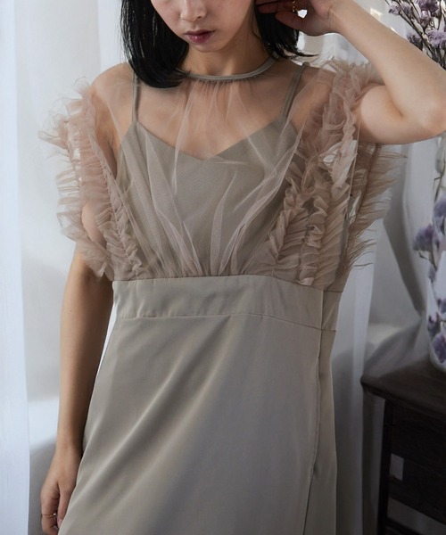 MAISON BREEZE（メゾンブリーズ）の「【MAISON BREEZE】チュールフリルワンピース 結婚式 二次会 成人式 謝恩会 パーティー フォーマル オケージョン（ワンピース・レディース・ブラック/チャコールグレー/ベージュ・FREE）」の16枚目の写真