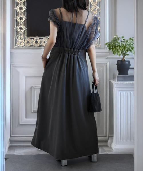 MAISON BREEZE（メゾンブリーズ）の「【MAISON BREEZE】チュールフリルワンピース 結婚式 二次会 成人式 謝恩会 パーティー フォーマル オケージョン（ワンピース・レディース・ブラック/チャコールグレー/ベージュ・FREE）」の15枚目の写真