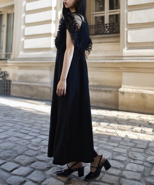 MAISON BREEZE（メゾンブリーズ）の「【MAISON BREEZE】チュールフリルワンピース 結婚式 二次会 成人式 謝恩会 パーティー フォーマル オケージョン（ワンピース・レディース・ブラック/チャコールグレー/ベージュ・FREE）」の9枚目の写真