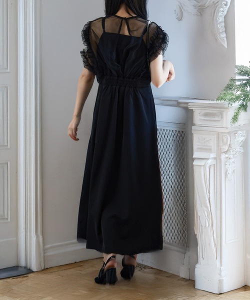 MAISON BREEZE（メゾンブリーズ）の「【MAISON BREEZE】チュールフリルワンピース 結婚式 二次会 成人式 謝恩会 パーティー フォーマル オケージョン（ワンピース・レディース・ブラック/チャコールグレー/ベージュ・FREE）」の10枚目の写真