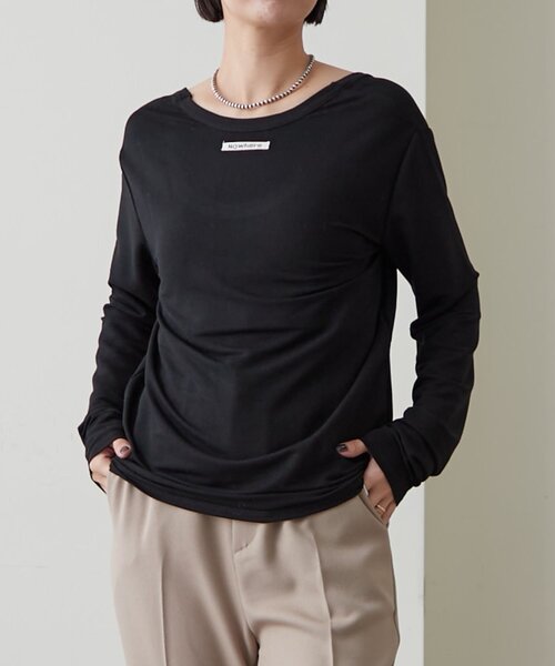 Omekashi（オメカシ）の「Nowhere Uネック2WAYロンT（Tシャツ/カットソー・レディース・オフホワイト/ブラック/グレー/ピンク/ブルー・FREE）」の3枚目の写真