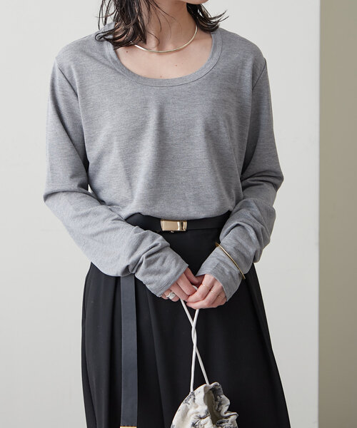 Omekashi（オメカシ）の「Nowhere Uネック2WAYロンT（Tシャツ/カットソー・レディース・オフホワイト/ブラック/グレー/ピンク/ブルー・FREE）」の12枚目の写真