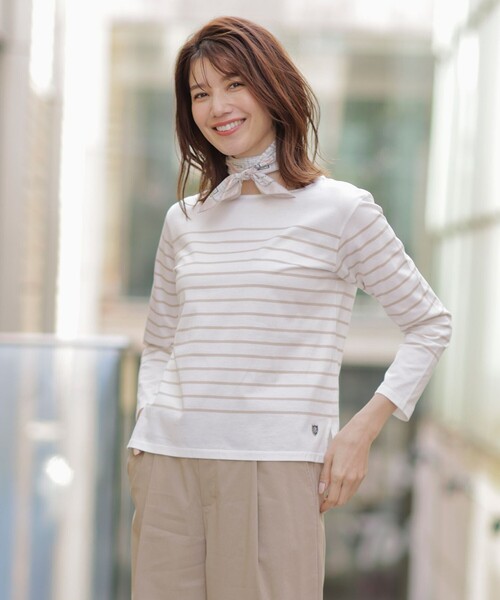 J.PRESS(ジェイプレス)の「バスクボーダー カットソー(Tシャツ/カットソー・レディース・ネイビー系1/ピンク系1/ベージュ系1・MEDIUM/LARGE)」の2枚目の写真