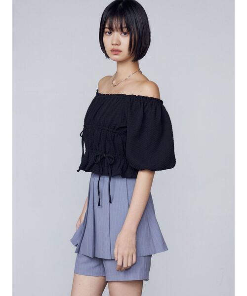 EMODA（エモダ）の「2WAYギャザーショルダートップ（Tシャツ/カットソー・レディース・ブラック/ブルー/ホワイト/レッド・FREE）」の22枚目の写真