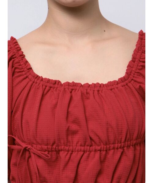 EMODA（エモダ）の「2WAYギャザーショルダートップ（Tシャツ/カットソー・レディース・ブラック/ブルー/ホワイト/レッド・FREE）」の7枚目の写真