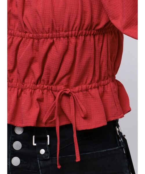 EMODA（エモダ）の「2WAYギャザーショルダートップ（Tシャツ/カットソー・レディース・ブラック/ブルー/ホワイト/レッド・FREE）」の9枚目の写真