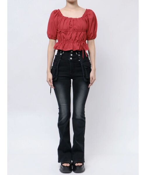 EMODA（エモダ）の「2WAYギャザーショルダートップ（Tシャツ/カットソー・レディース・ブラック/ブルー/ホワイト/レッド・FREE）」の12枚目の写真