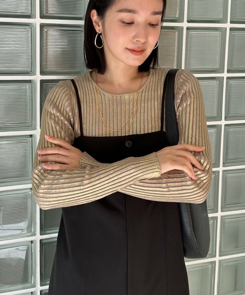 Doux archives(ドゥアルシーヴ)の「メタリックリブニット(ニット/セーター・レディース・ブラック/シルバー/ゴールド・FREE)」の16枚目の写真