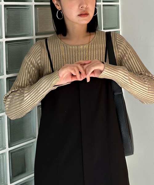 Doux archives(ドゥアルシーヴ)の「メタリックリブニット(ニット/セーター・レディース・ブラック/シルバー/ゴールド・FREE)」の17枚目の写真