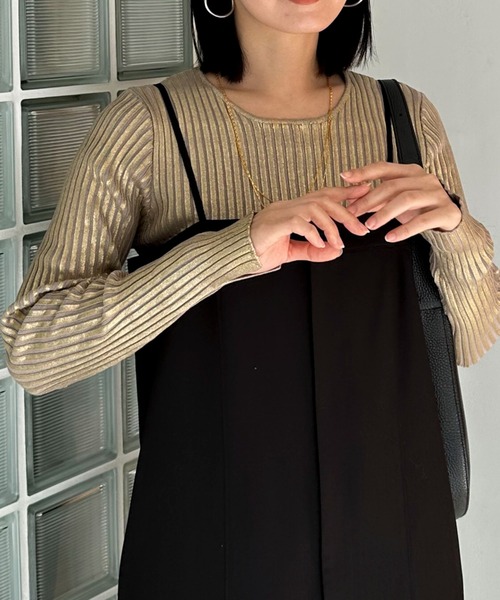 Doux archives(ドゥアルシーヴ)の「メタリックリブニット(ニット/セーター・レディース・ブラック/シルバー/ゴールド・FREE)」の20枚目の写真