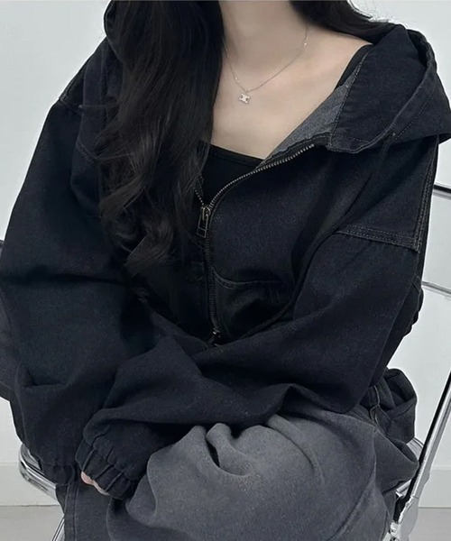 セール】デニムダブルZIPブルゾン（デニムジャケット）｜GLAMOROUS