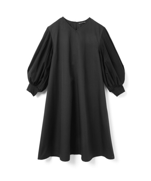 ✨️美品【mizuiro ind】ハーフスリーブ プリーツワンピース 黒 完売品 ハーフスリーブコクーンワンピース/ mizuiro ind