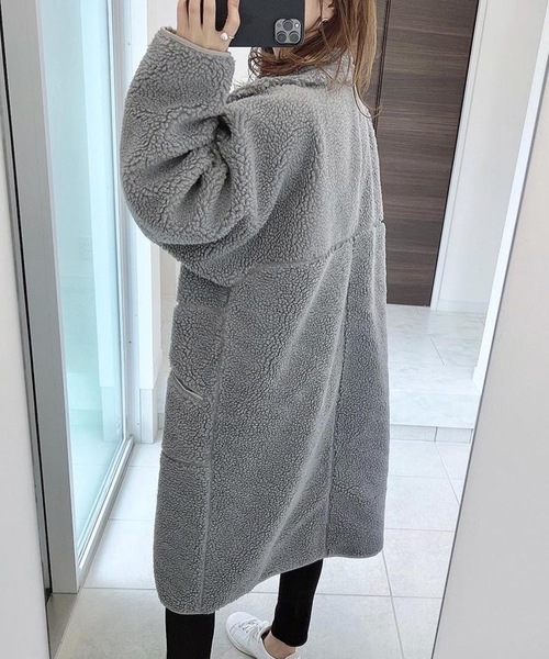 aquagarage（アクアガレージ）の「スタンドカラーボアコート（その他アウター・レディース・グレイッシュベージュ/ブラック/グレー・ONESIZE）」の21枚目の写真