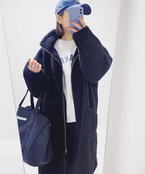 aquagarage（アクアガレージ）の「スタンドカラーボアコート（その他アウター・レディース・グレイッシュベージュ/ブラック/グレー・ONESIZE）」の18枚目の写真