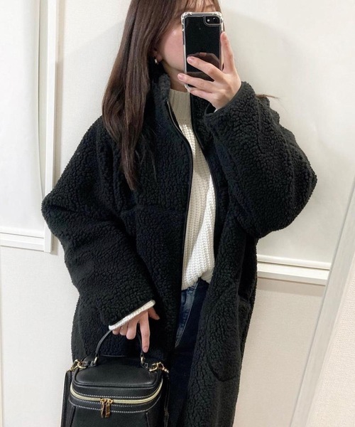 aquagarage（アクアガレージ）の「スタンドカラーボアコート（その他アウター・レディース・グレイッシュベージュ/ブラック/グレー・ONESIZE）」の17枚目の写真