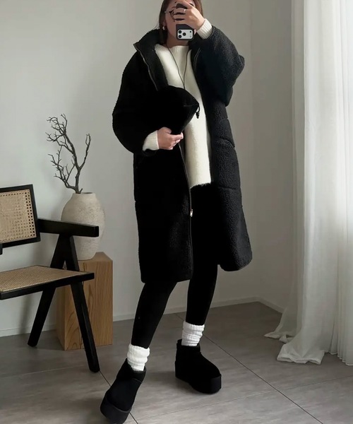 セール】スタンドカラーボアコート（その他アウター）｜aquagarage