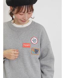 Samansa Mos2 | ワッペン付スウェットライクニット(ニット/セーター)