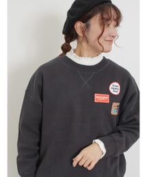 Samansa Mos2 | ワッペン付スウェットライクニット(ニット/セーター)