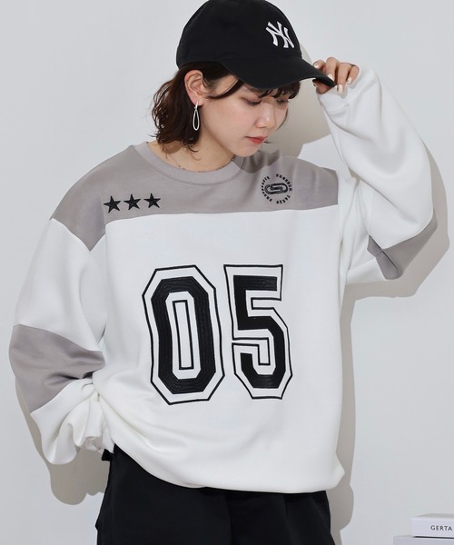 RE730(アールイーセブンサーティー)の「Cardboard knit hockey sweatshirt shirt / ダンボールニットホッケートレーナーシャツ unisex(スウェット・メンズ・オフホワイト/ブラック・L/M)」の5枚目の写真