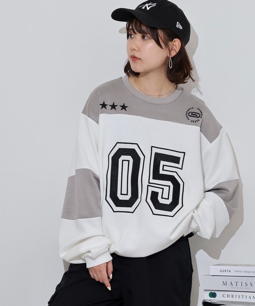 RE730(アールイーセブンサーティー)の「Cardboard knit hockey sweatshirt shirt / ダンボールニットホッケートレーナーシャツ unisex(スウェット・メンズ・オフホワイト/ブラック・L/M)」の6枚目の写真