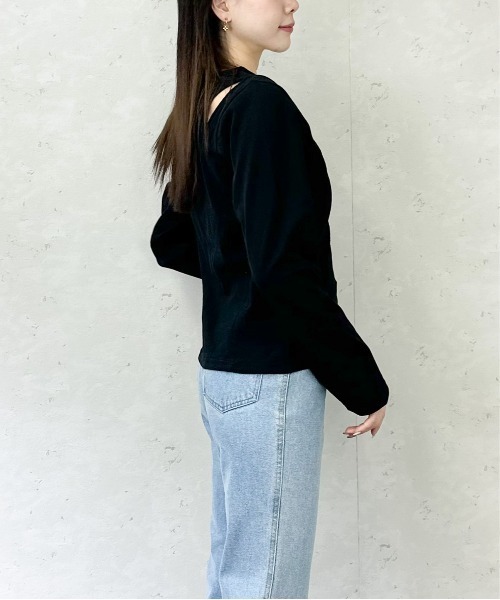 Per sist ence(パーシエンス)の「綿天竺ショルダースリットロンT(Tシャツ/カットソー・レディース・ブラック/オフホワイト/杢グレー・FREE)」の7枚目の写真