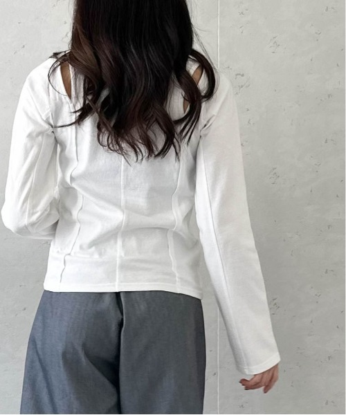 Per sist ence(パーシエンス)の「綿天竺ショルダースリットロンT(Tシャツ/カットソー・レディース・ブラック/オフホワイト/杢グレー・FREE)」の22枚目の写真