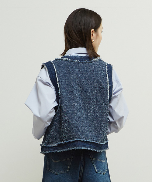 Soffitto｜デニムツイード見え加工ベスト | Rakuten Fashion