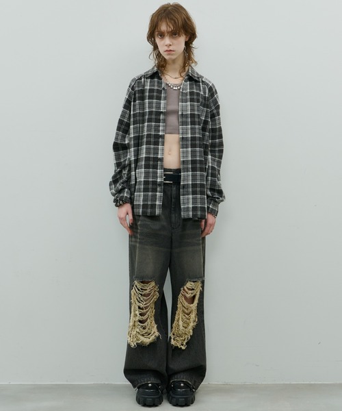 AFF AIVER（エイエフエフアイバー）の「AFF AIVER　ヘビースノーウォッシュラグランチェックシャツ（シャツ/ブラウス・メンズ・ブルー/ブラック/レッド・SMALL/MEDIUM/LARGE）」の10枚目の写真