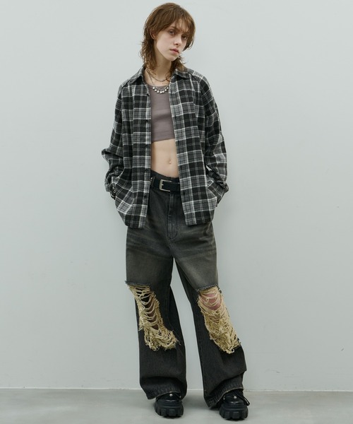 AFF AIVER（エイエフエフアイバー）の「AFF AIVER　ヘビースノーウォッシュラグランチェックシャツ（シャツ/ブラウス・メンズ・ブルー/ブラック/レッド・SMALL/MEDIUM/LARGE）」の11枚目の写真