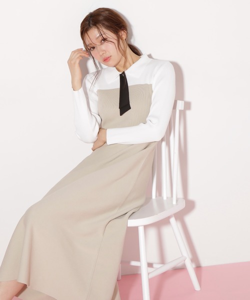 ジル バイ ジル スチュアート（JILL by JILL STUART）/2wayタイ付ソウバリフレアワンピース セール】◇ 2wayタイ付ソウバリフレアワンピース（ワンピース）｜JILL